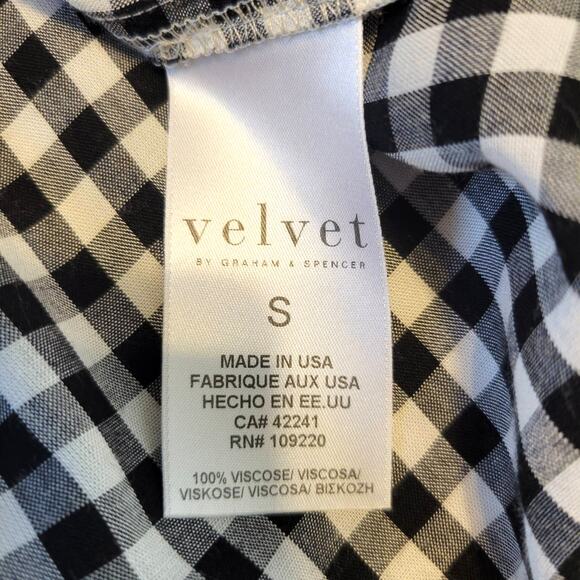 Velvet Graham & Spencer Shirt Women's S Black White Check Classic Preppy Coastal - Picture 6 of 10